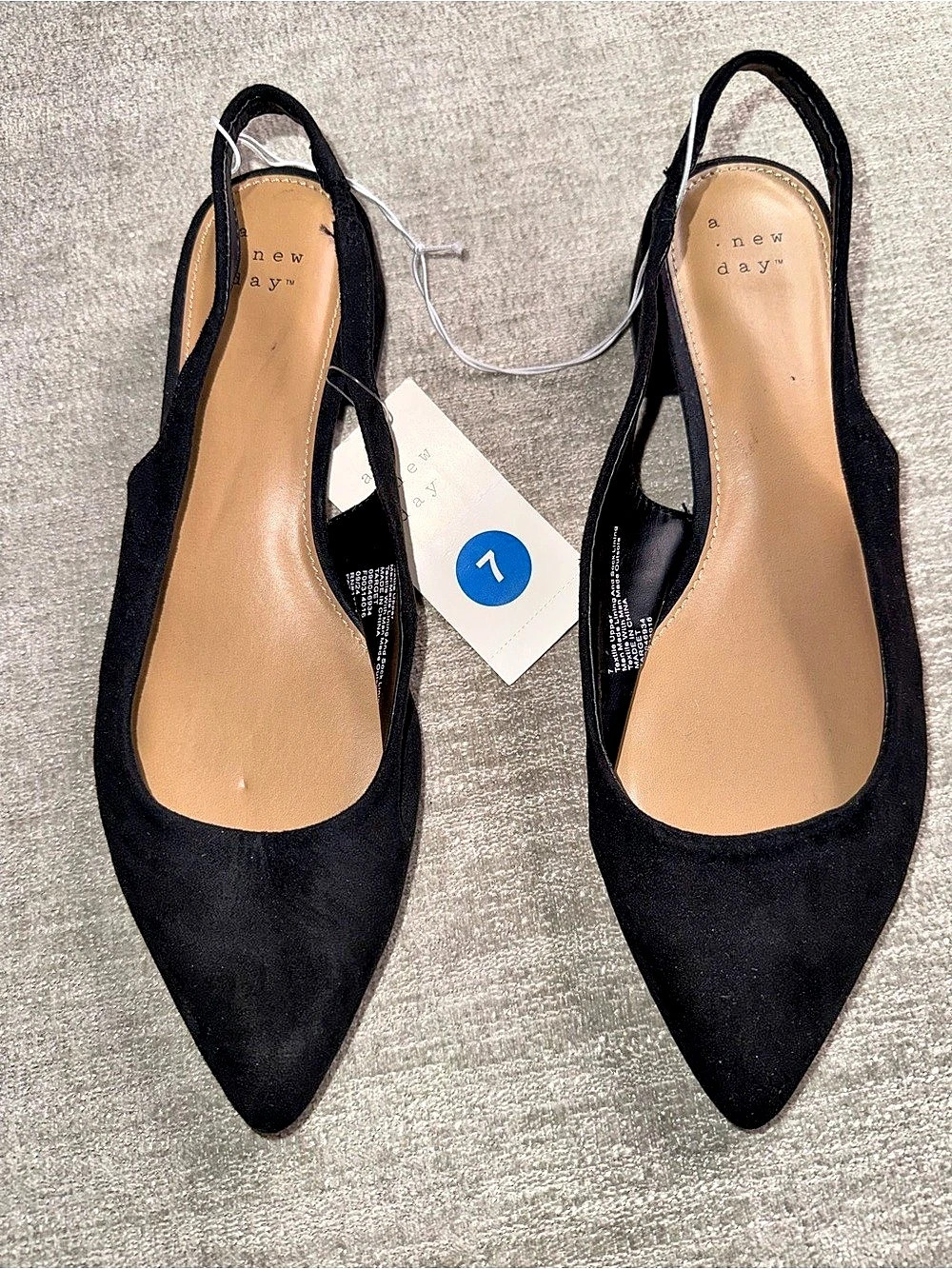 A New Day Black Pointed Toe Slingback Flats Women’s Size 7 NWT